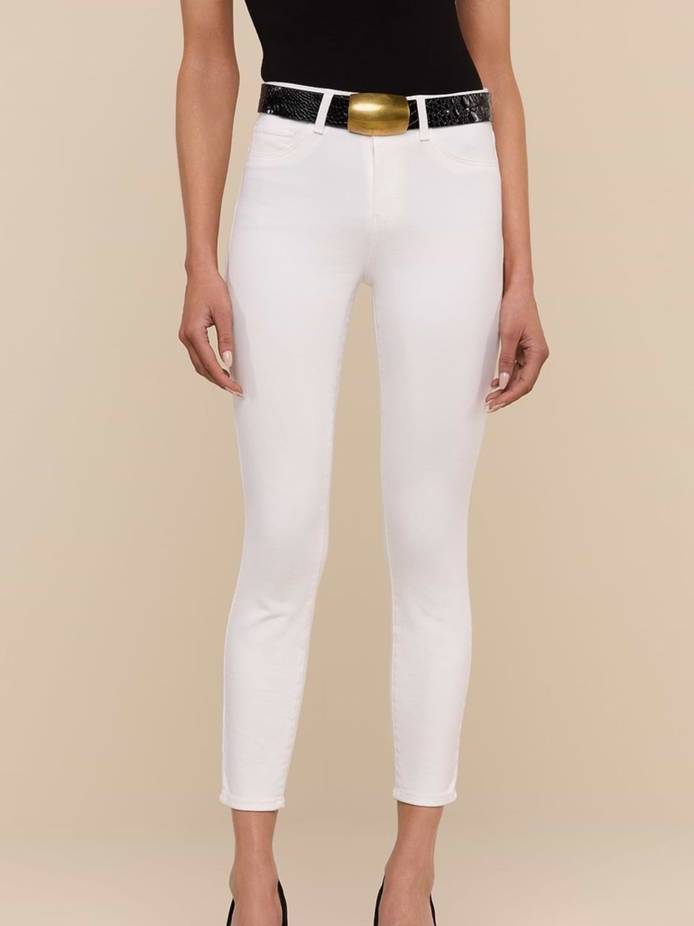 NWT L’Agence Margot Cropped High Rise White Skinny Jeans Womens Size 28